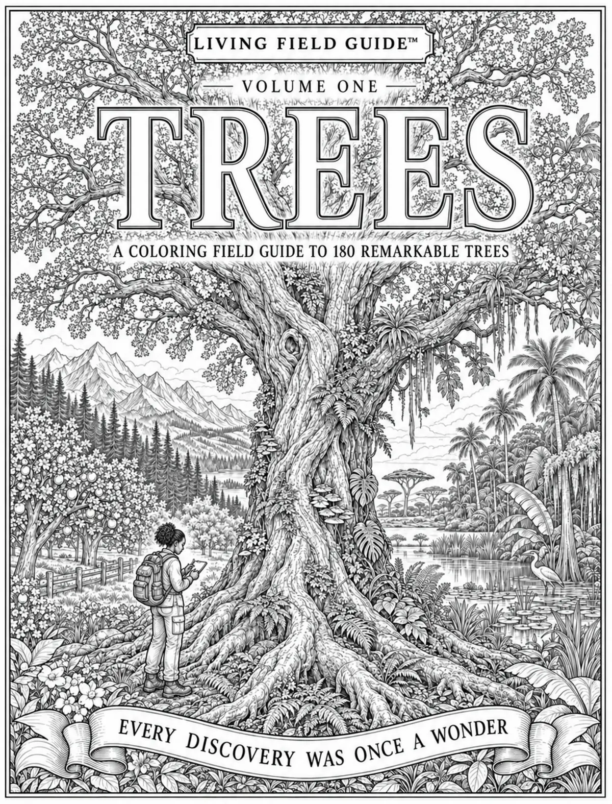 Living Field Guide Trees cover in black and white