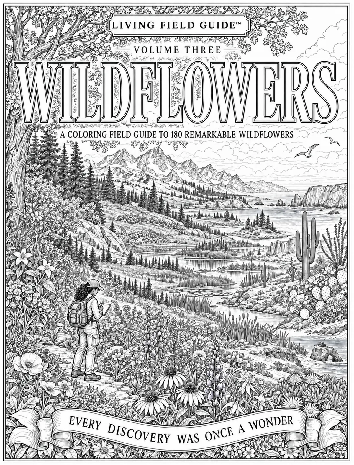 Black-and-white title page for Volume Three, Wildflowers